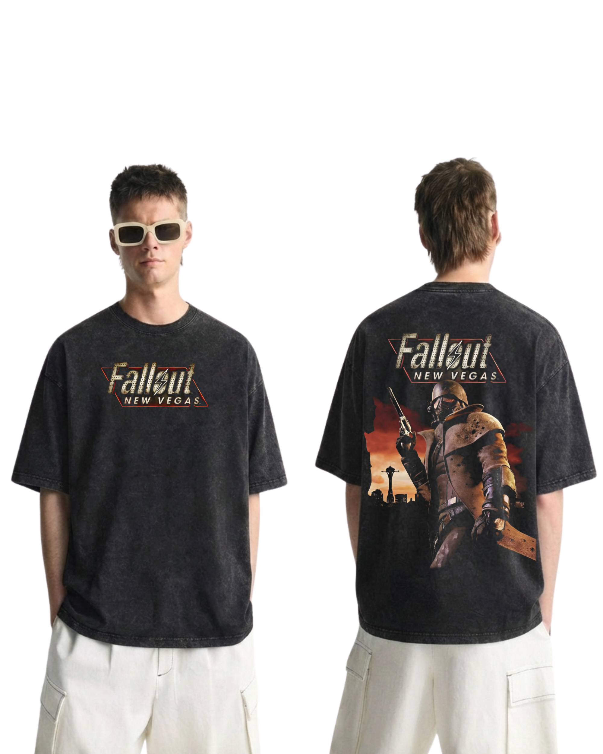 Fallout New Vegas Wash T-Shirt Graphic Game Streetwear