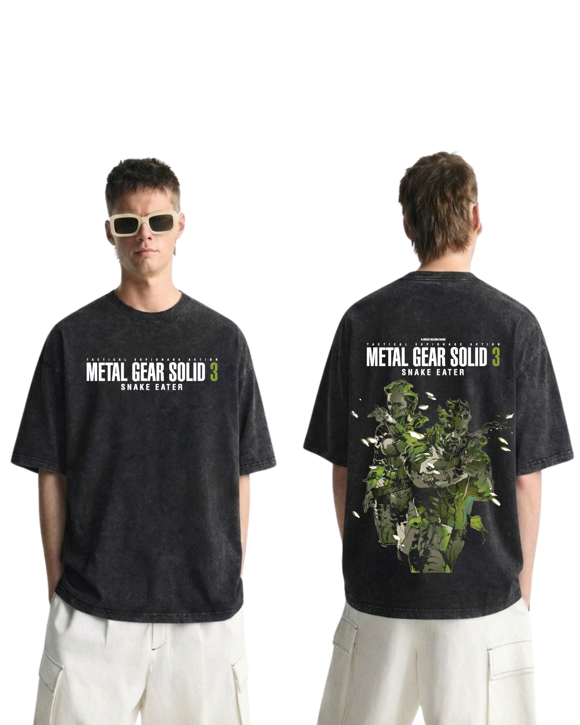 Metal Gear Solid 3 Snake Eater Wash T-Shirt Game Graphic Streetwear