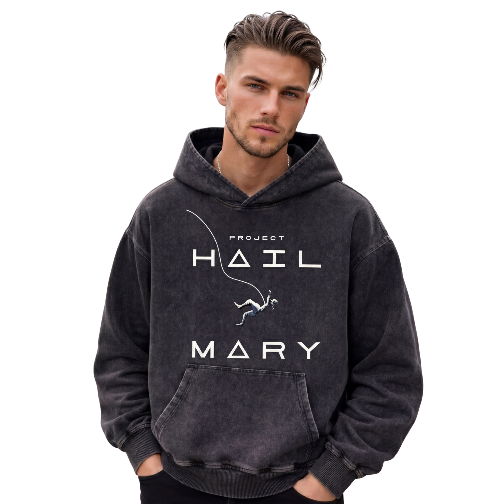 Project Hail Mary Wash Hoodie Graphic Movie Streetwear