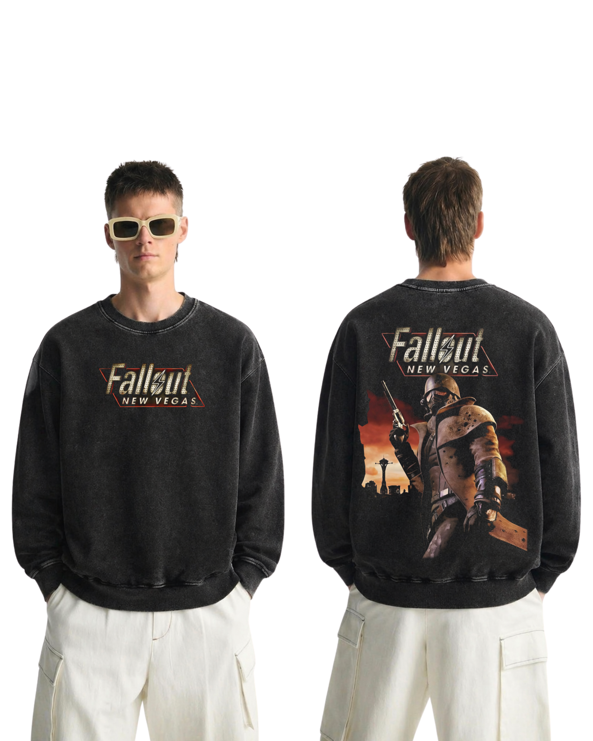 Fallout New Vegas Wash Sweatshirt Graphic Game Streetwear