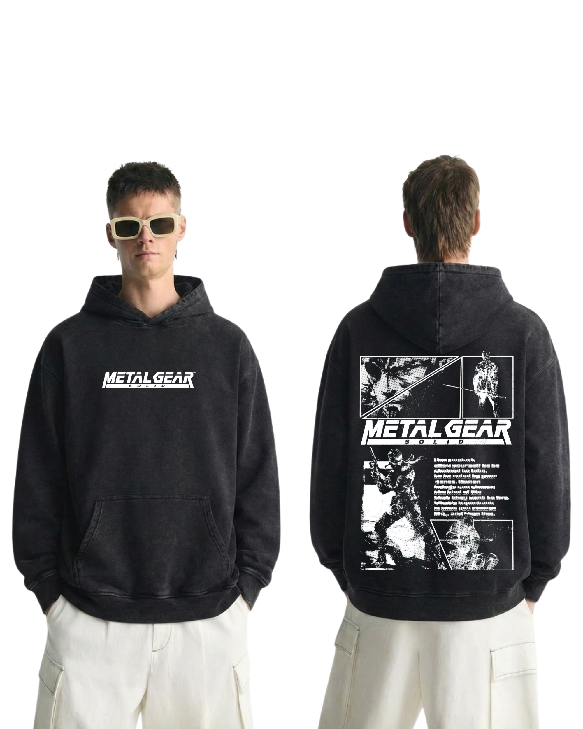 Metal Gear Solid Wash Hoodie Game Graphic Cotton Streetwear