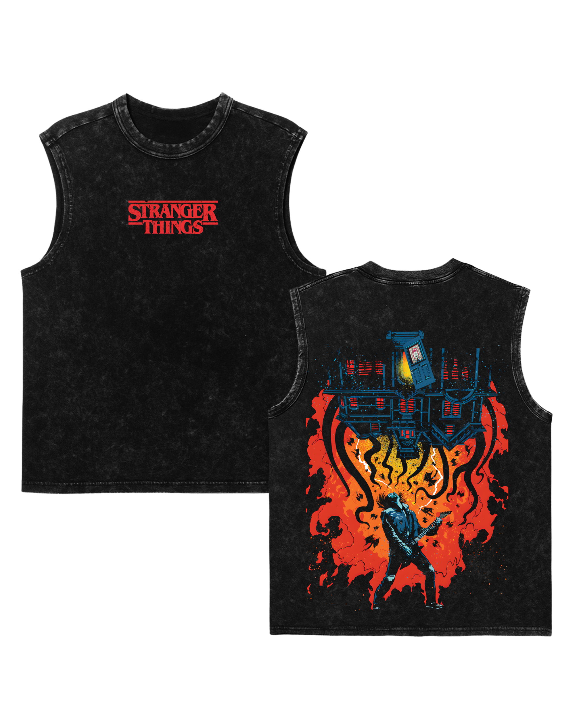 Stranger Things v2 Movie Retro Washed Tanktop Cotton Graphic