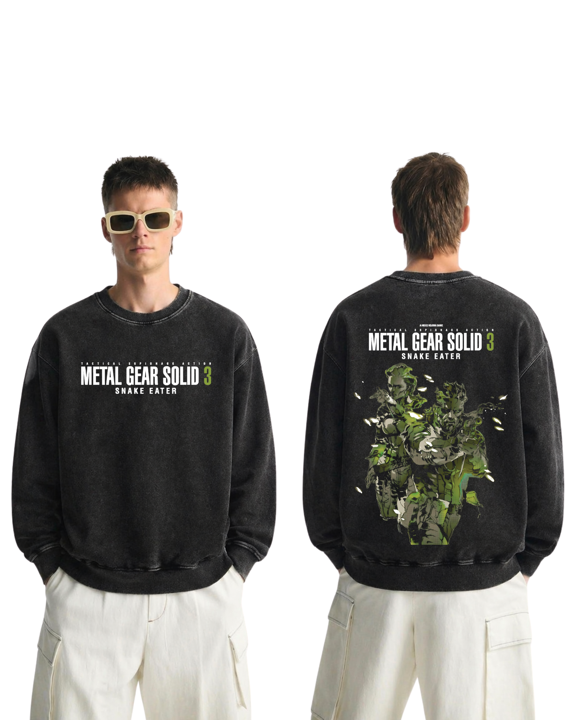 Metal Gear Solid 3 Snake Eater Wash Sweatshirt Game Graphic Streetwear