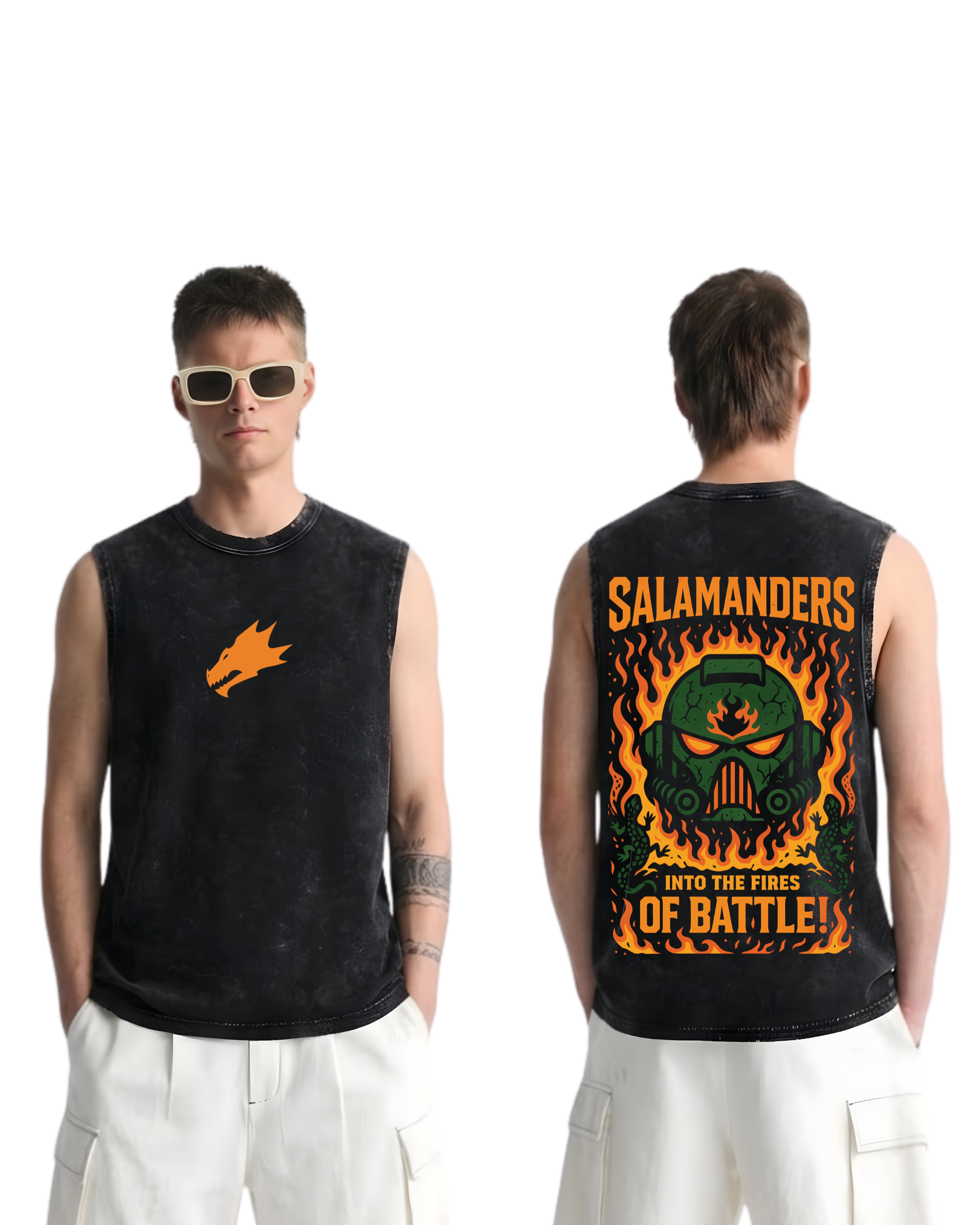 Warhammer 40K Salamanders Wash Tank Top Game Graphic Streetwear
