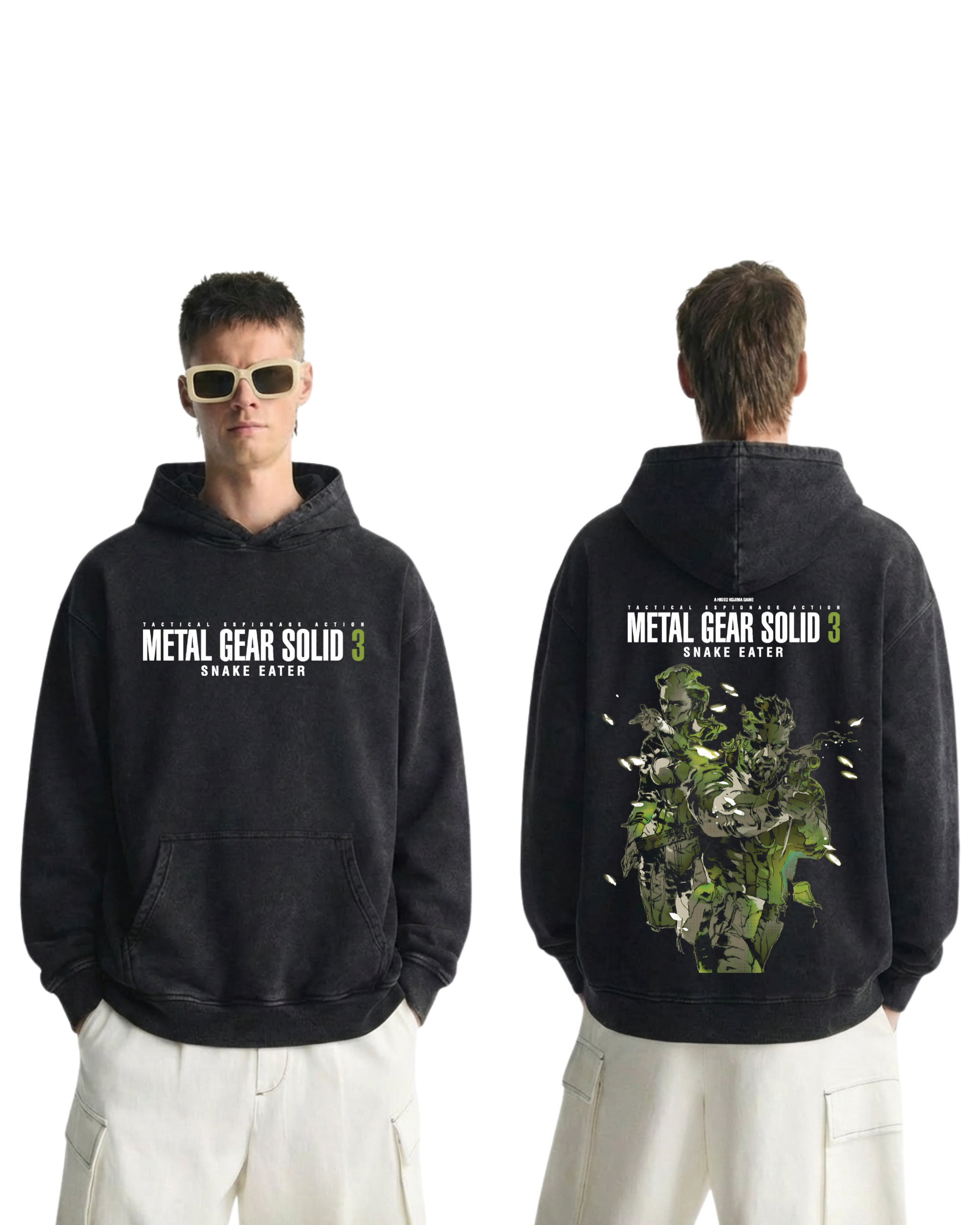Metal Gear Solid 3 Snake Eater Wash Hoodie Game Graphic Streetwear