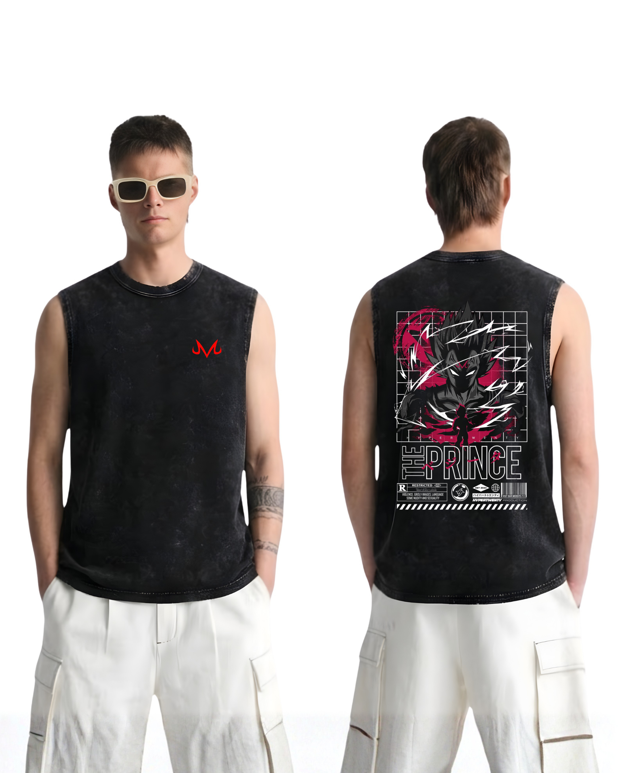Majin Vegeta v2 Dragon Ball Z Anime Washed Tanktop Cotton Graphic