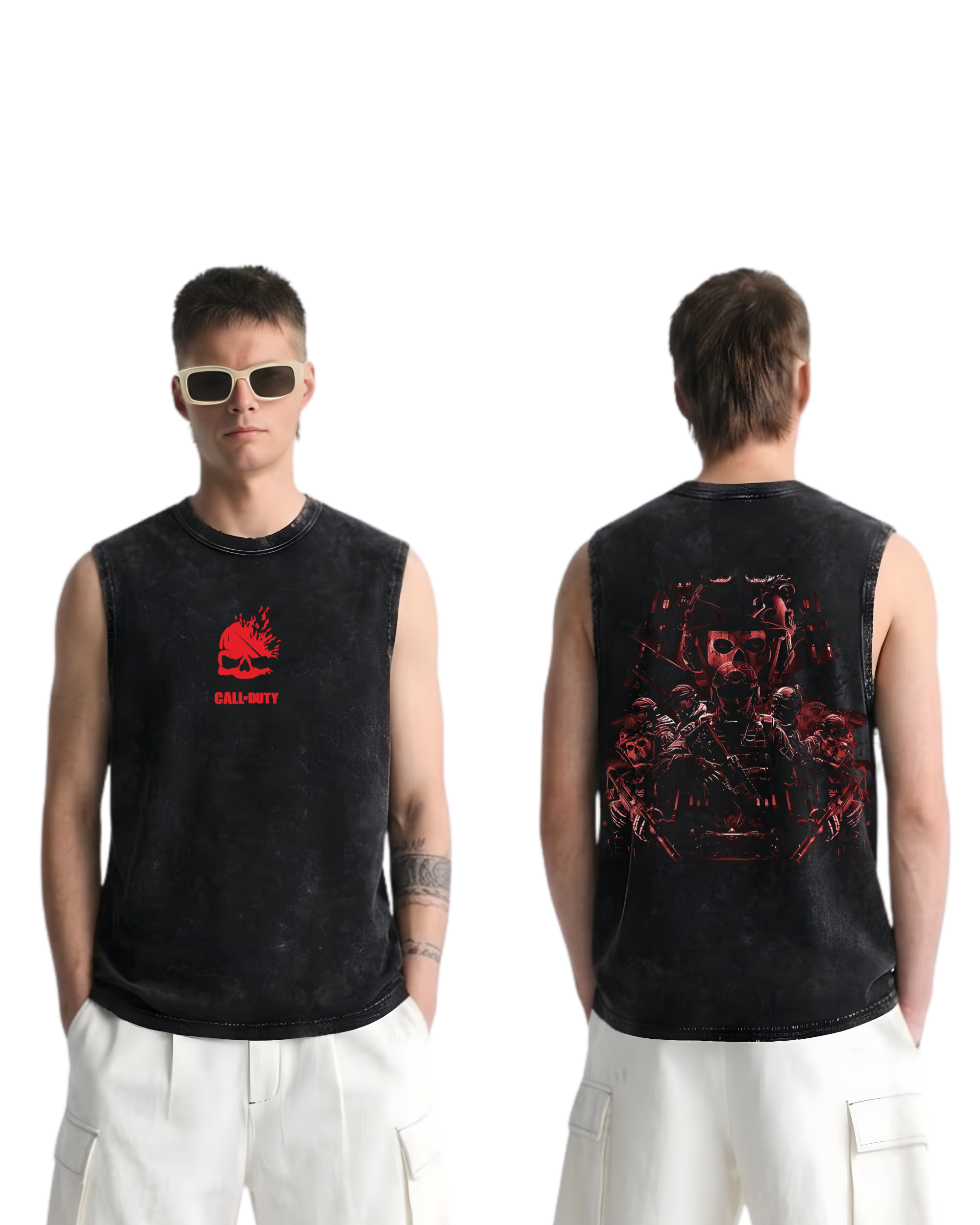 Simon Ghost Riley Call of Duty Wash Tank Top Graphic Game Streetwear v2