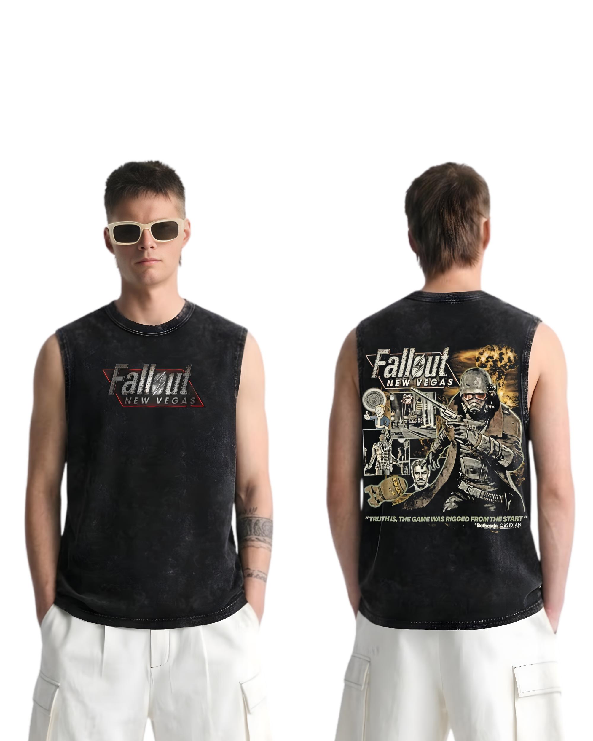 Fallout New Vegas Wash Tank Top Graphic Game Streetwear v1