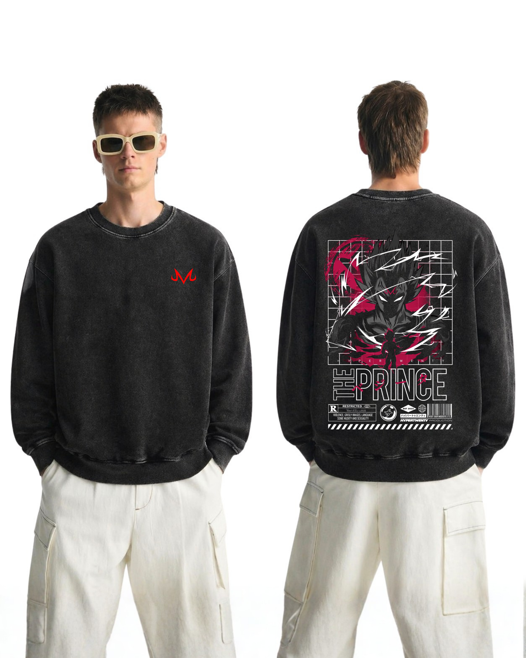 Majin Vegeta v2 Dragon Ball Z Anime Washed Sweatshirt Cotton Graphic