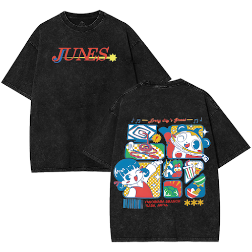 Persona 4 Golden Junes Oversized Acid Wash T-Shirt – Vintage Graphic Gaming Streetwear Tee