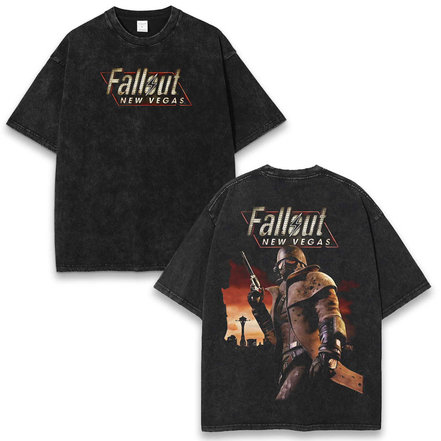 Fallout New Vegas Wash T-Shirt Graphic Game Streetwear