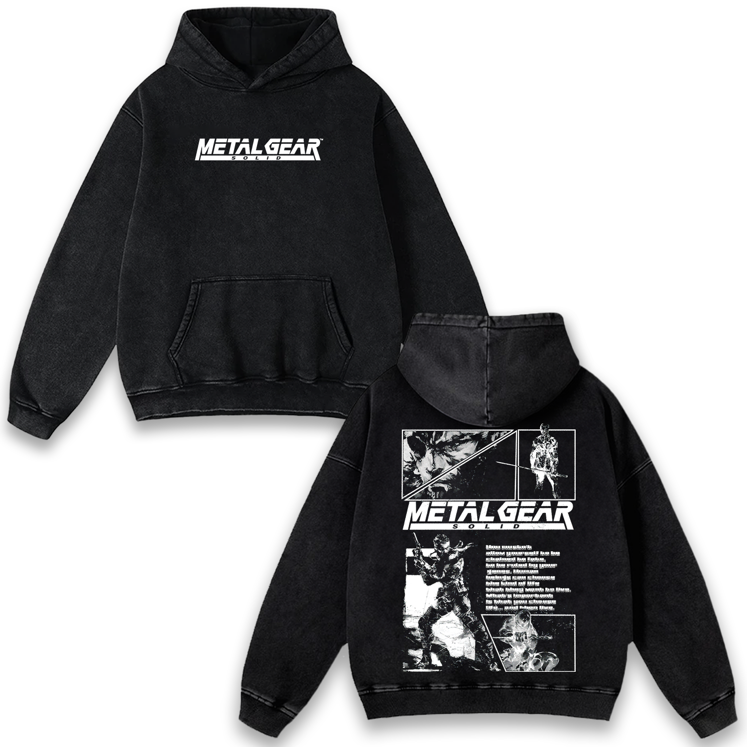 Metal Gear Solid Wash Hoodie Game Graphic Cotton Streetwear