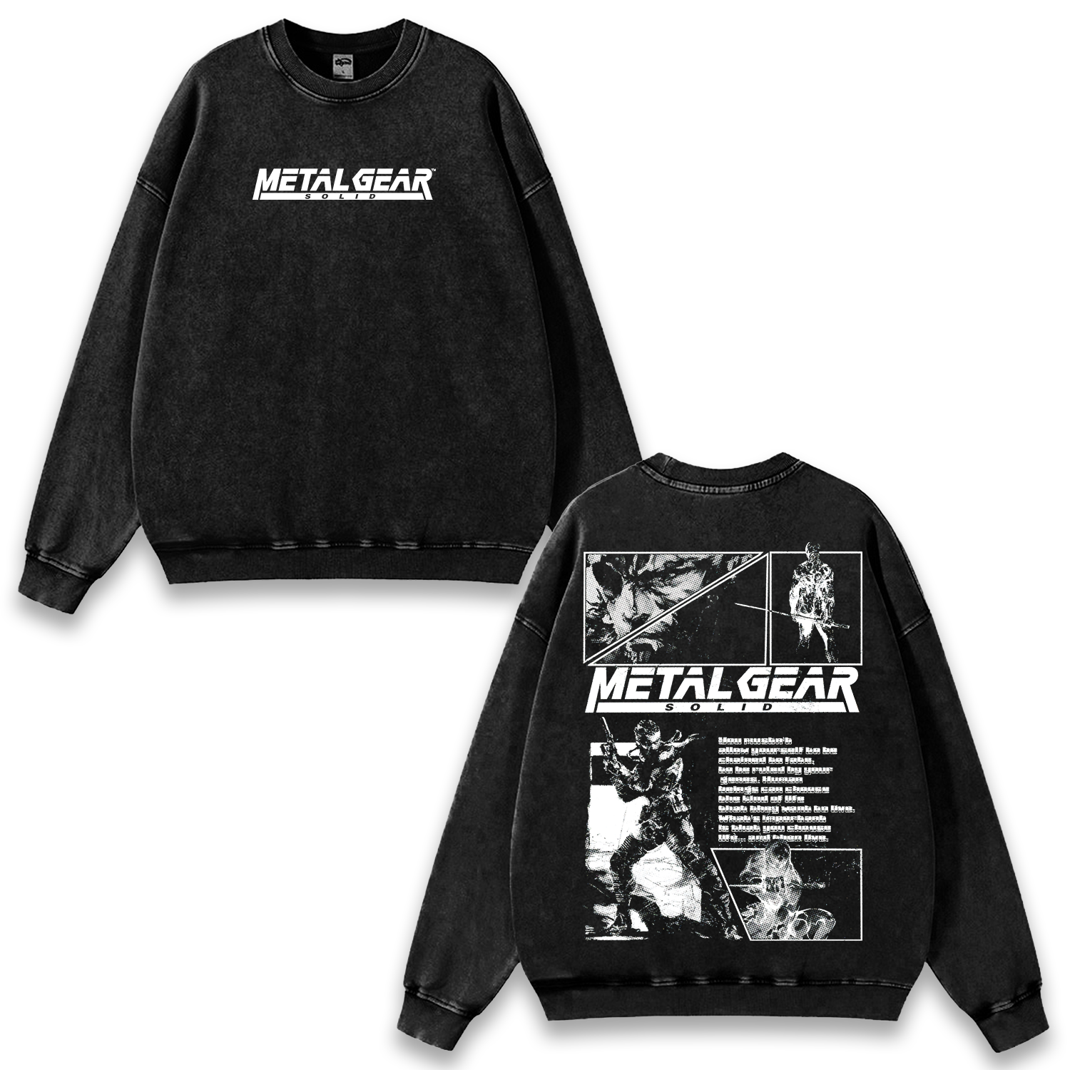 Metal Gear Solid Wash Sweatshirt Game Graphic Cotton Streetwear