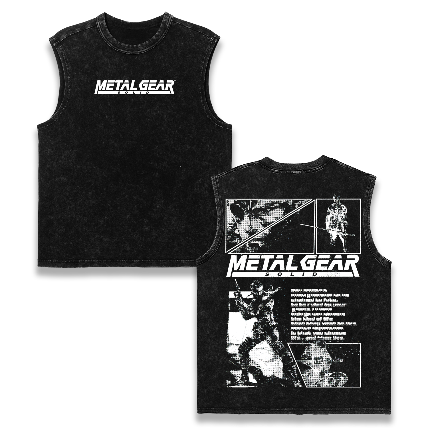 Metal Gear Solid Wash Tank Top Game Graphic Cotton Streetwear