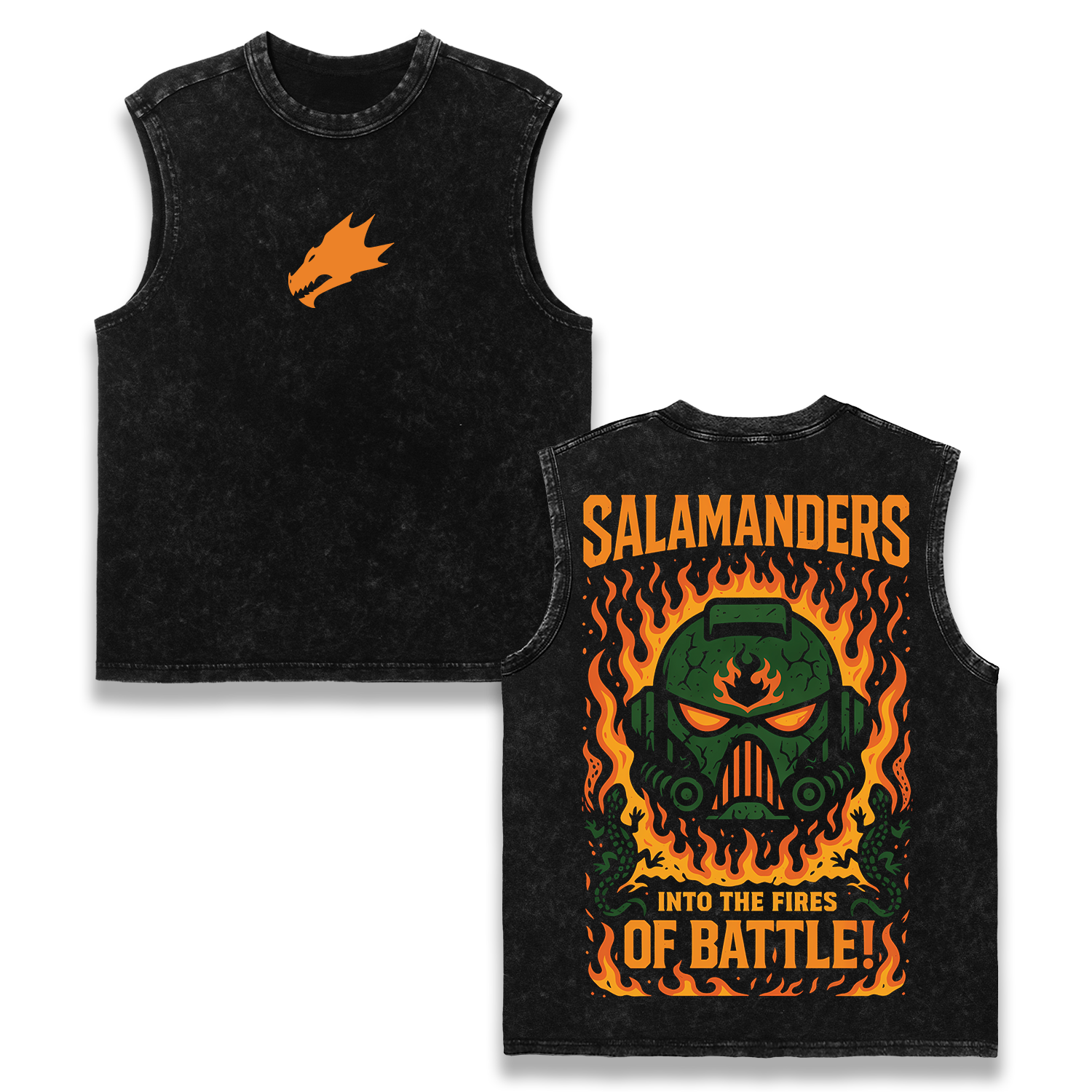 Warhammer 40K Salamanders Wash Tank Top Game Graphic Streetwear