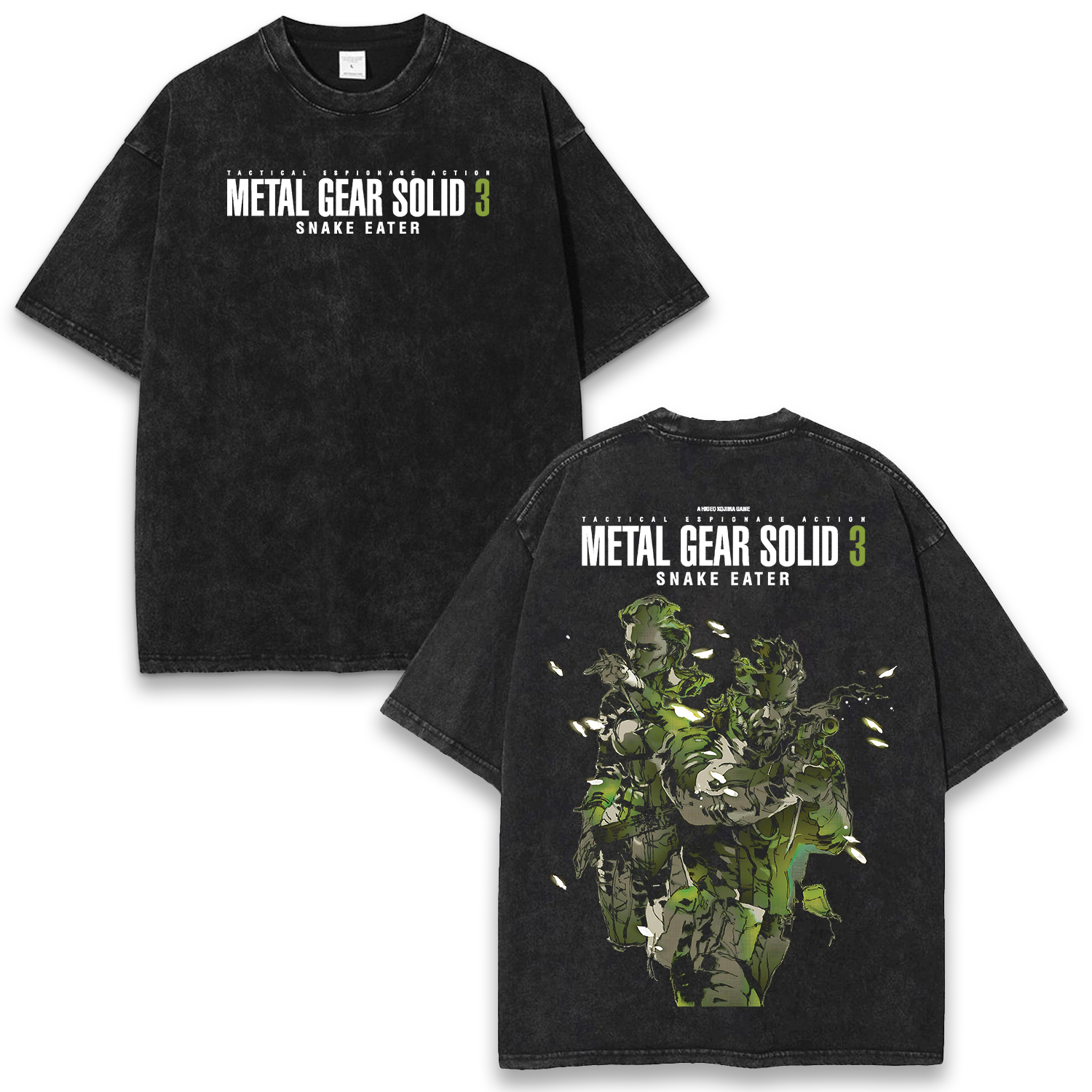 Metal Gear Solid 3 Snake Eater Wash T-Shirt Game Graphic Streetwear