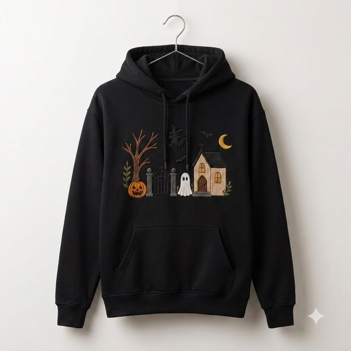 Embroidered Haunted House Hoodies, Vintage Halloween Ghost Crewneck, Spooky Season Fall Shirt, Cozy Witchy Pumpkin Gift For Her