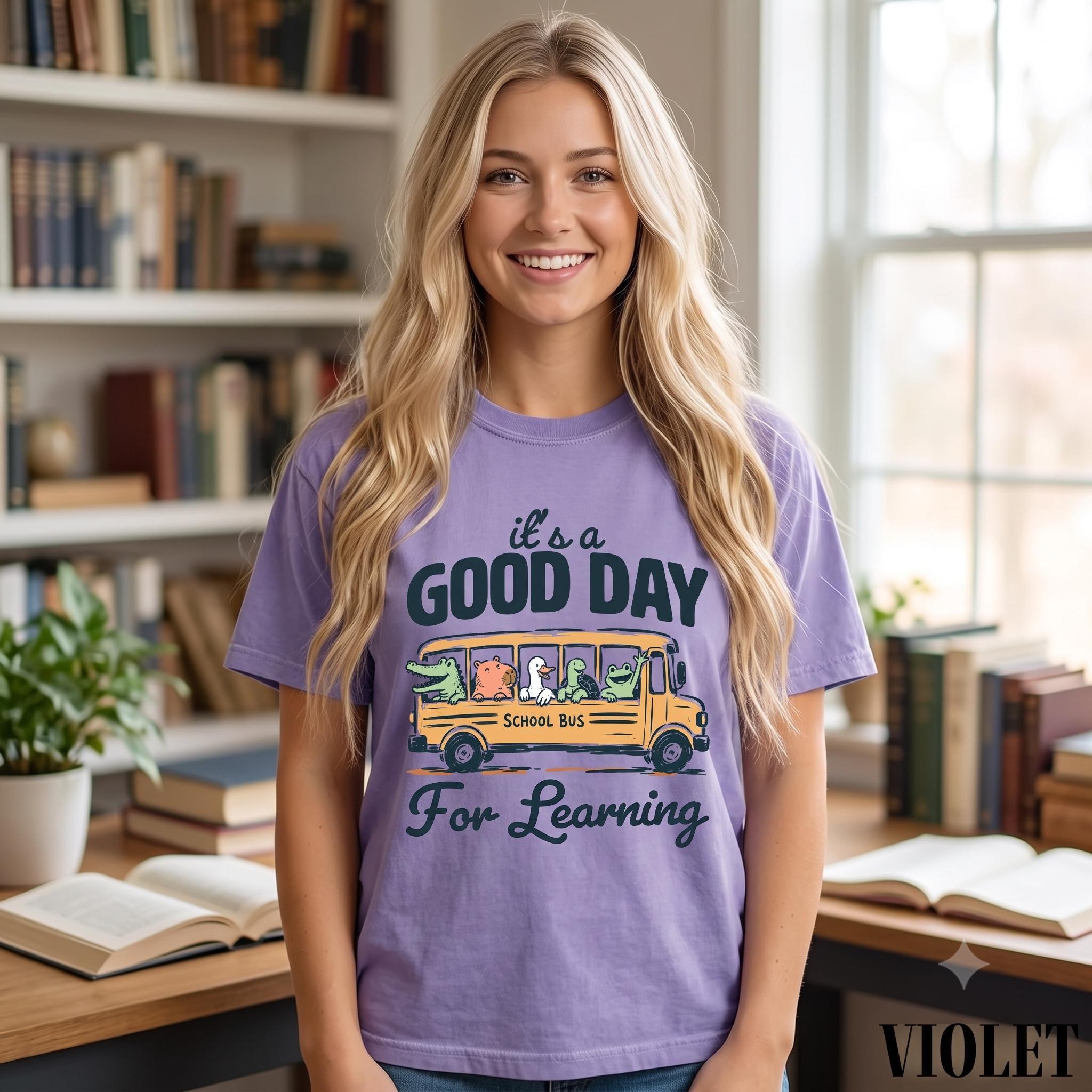 Inspirational Gift, Teacher Comfort Colors T-shirt, Learning Shirt, Bus Graphic Tee, Back to School Top,Teacher Back To School Shirt