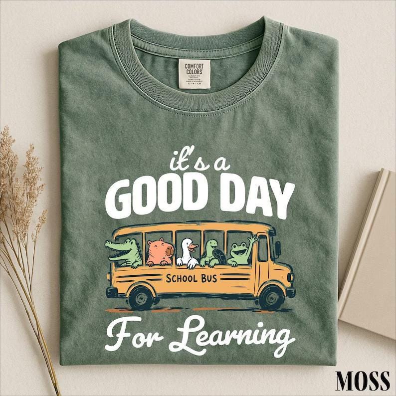 Inspirational Gift, Teacher Comfort Colors T-shirt, Learning Shirt, Bus Graphic Tee, Back to School Top,Teacher Back To School Shirt