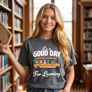 Inspirational Gift, Teacher Comfort Colors T-shirt, Learning Shirt, Bus Graphic Tee, Back to School Top,Teacher Back To School Shirt