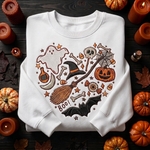 Witchy Halloween Sweatshirt, Embroidered Ghost Pumpkin Crewneck, Spooky Autumn Shirt, Fall Gift