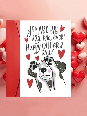 Best Dog Dad Ever!" Father's Day Card For Dog Dad With Envelope - Puppy & Heart Design, Ideal For Pet Lovers, Perfect For Father's Day Or Birthday, Blank Inner Page