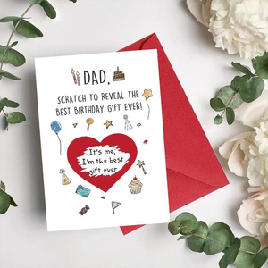 Dad Scratch & Reveal Birthday Card, 1 Count Simple Birthday Gift Card, Humorous Interactive Design Birthday Gift for Father from Kids, Funny Dad Card, Happy Birthday Dad Card, Positive Message Card, Greeting Card, Scratch Off Cards