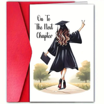 Cute Graduation Card with Envelope, Card Paper, Graduation Cap and Diploma Design, "Enter the Next Chapter" Message, Unique Message Suitable for Friends, Family, Classmates - Perfect for Graduation Party and Celebration, Special Occasion Card