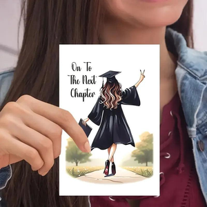 Cute Graduation Card with Envelope, Card Paper, Graduation Cap and Diploma Design, "Enter the Next Chapter" Message, Unique Message Suitable for Friends, Family, Classmates - Perfect for Graduation Party and Celebration, Special Occasion Card