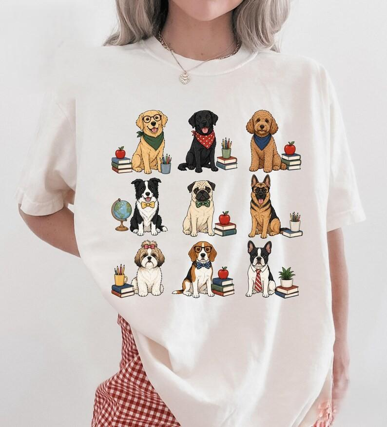 Teacher Dog Shirt, Dog Lover Teacher Tee, Elementary Teacher Gift, School Teacher Dogs Shirt, Cute Classroom Puppy Tee, Back to School