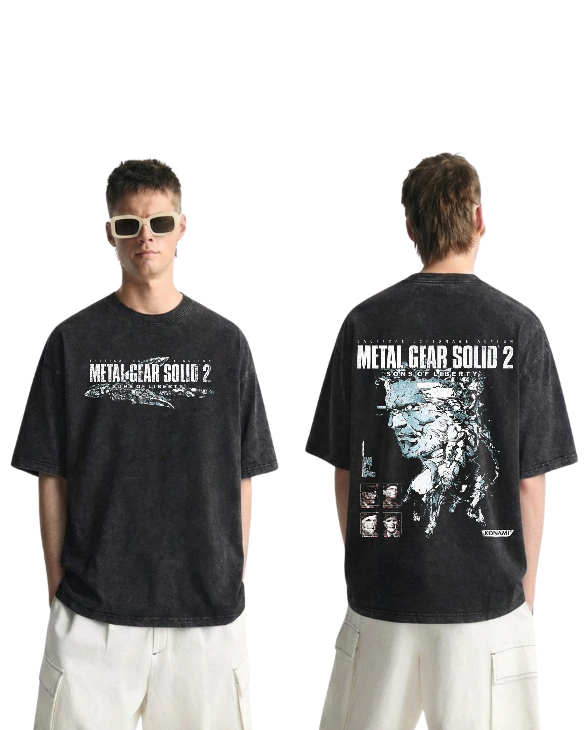 Metal Gear Solid 2 Sons of Liberty Wash T-Shirt Game Streetwear