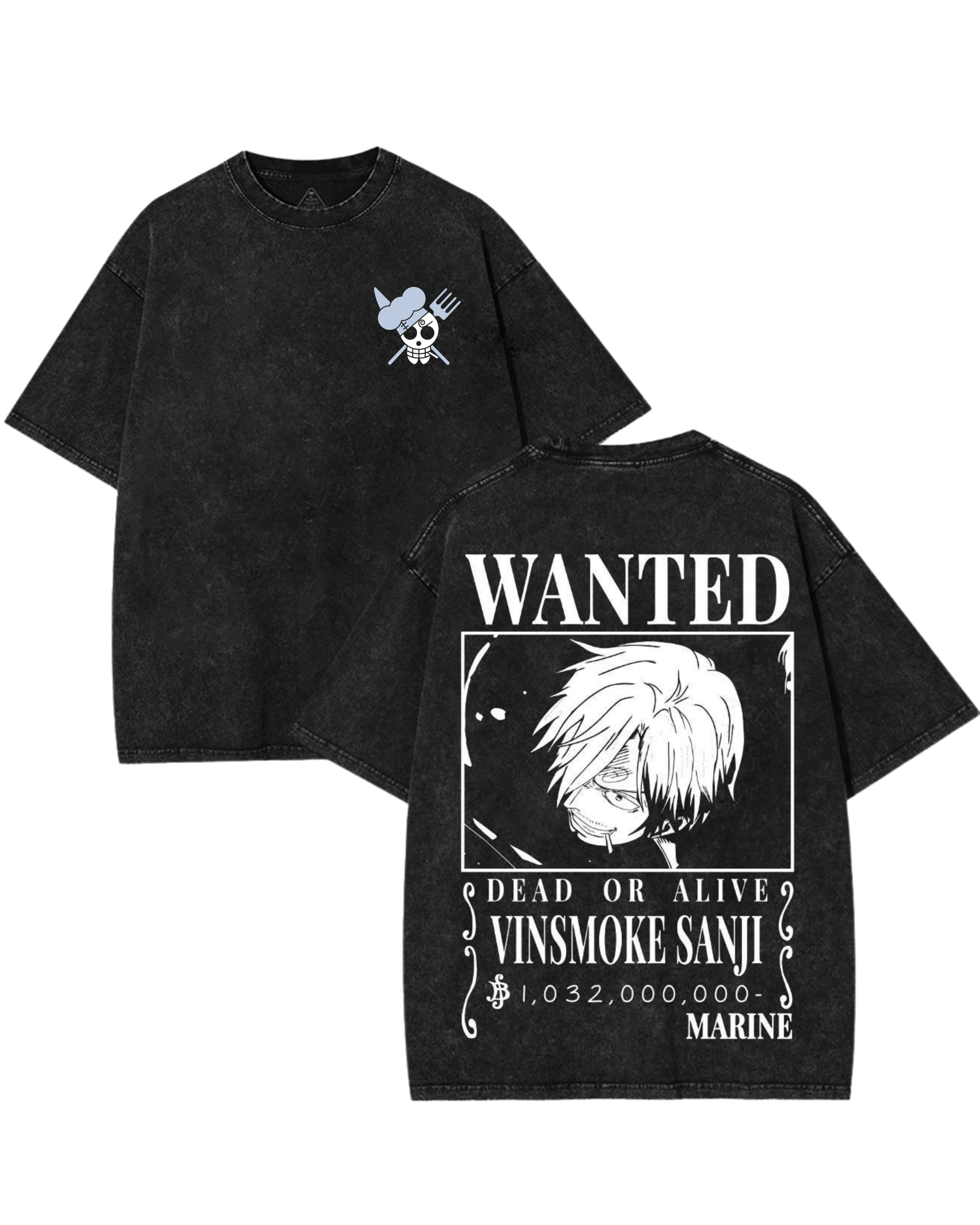 Sanji Wanted Poster Anime One Piece Washed T-Shirt Cotton Graphic
