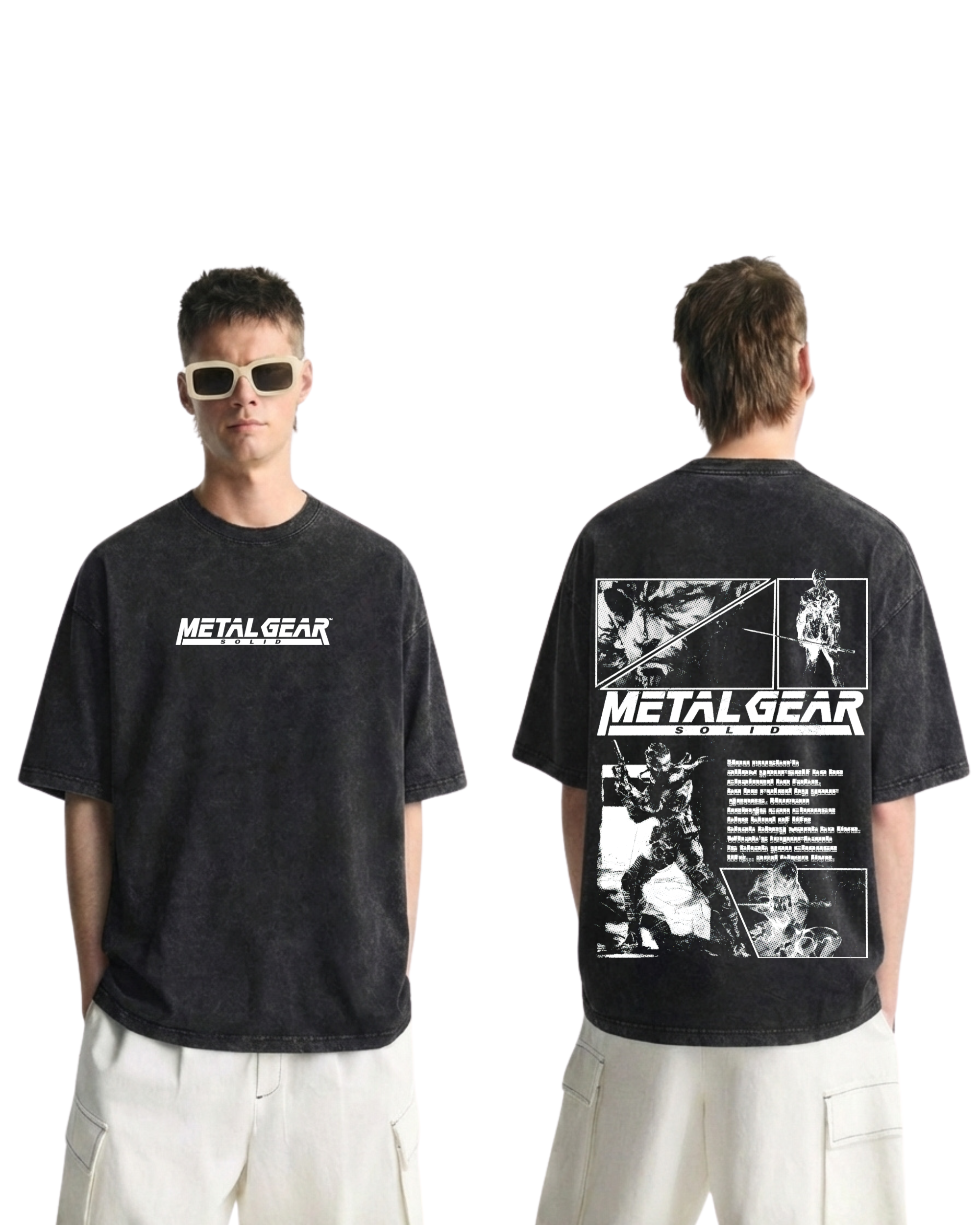Metal Gear Solid Wash T-Shirt Game Graphic Cotton Streetwear