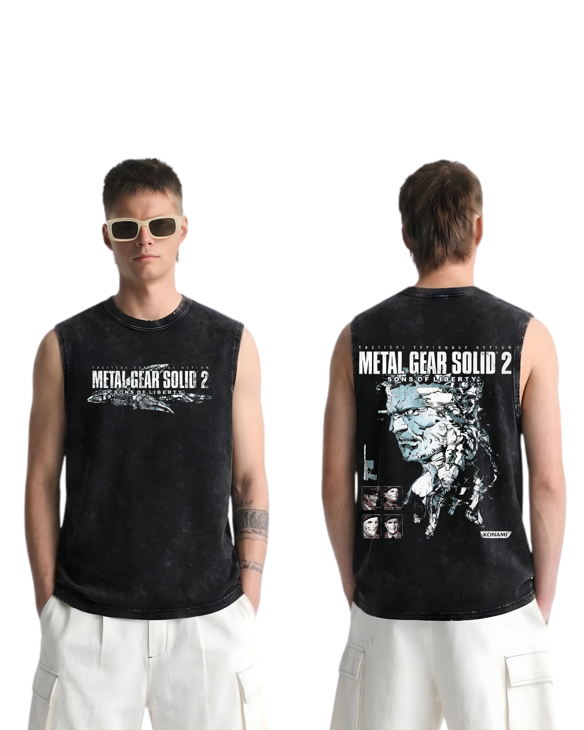 Metal Gear Solid 2 Sons of Liberty Wash Tank Top Game Streetwear