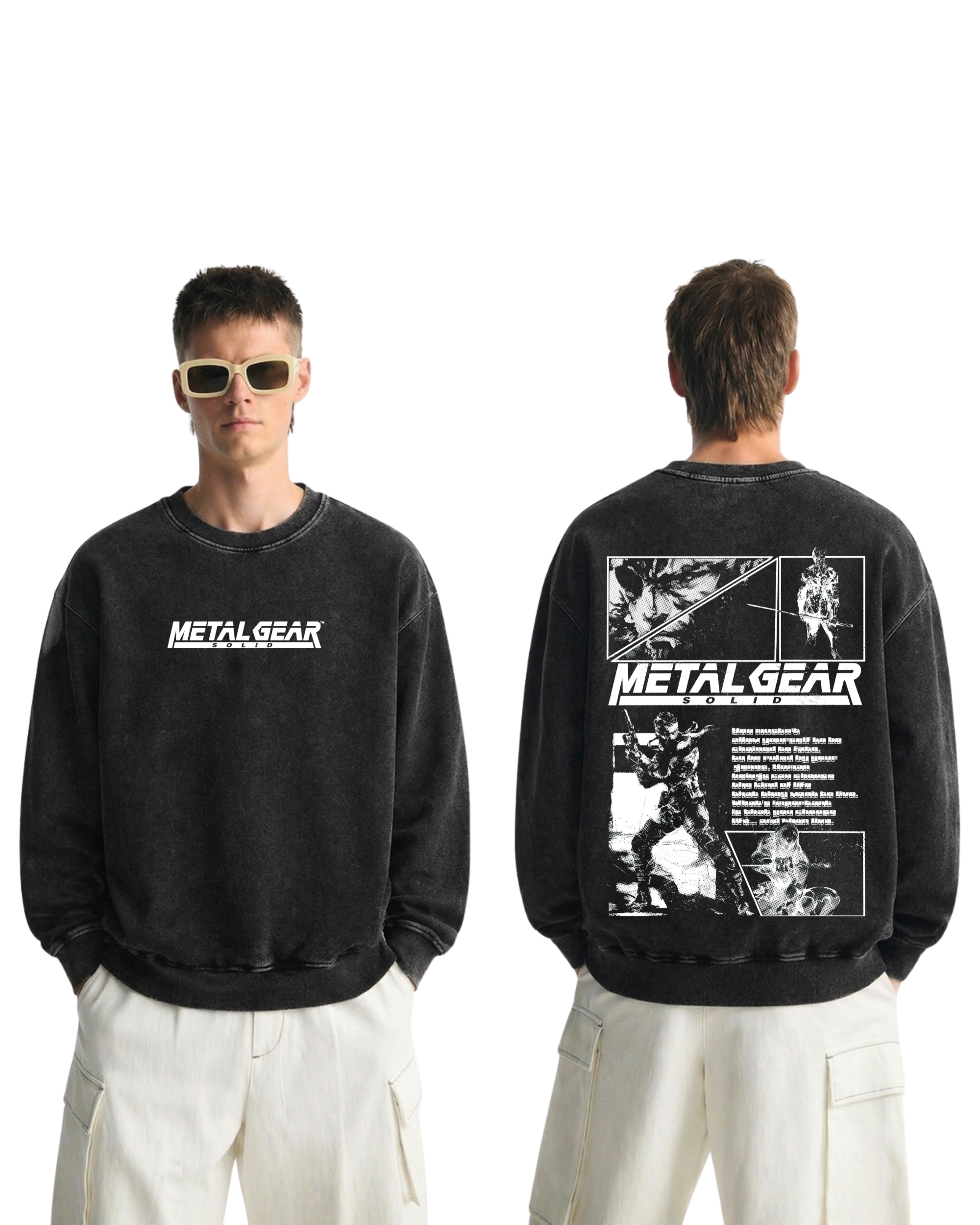 Metal Gear Solid Wash Sweatshirt Game Graphic Cotton Streetwear