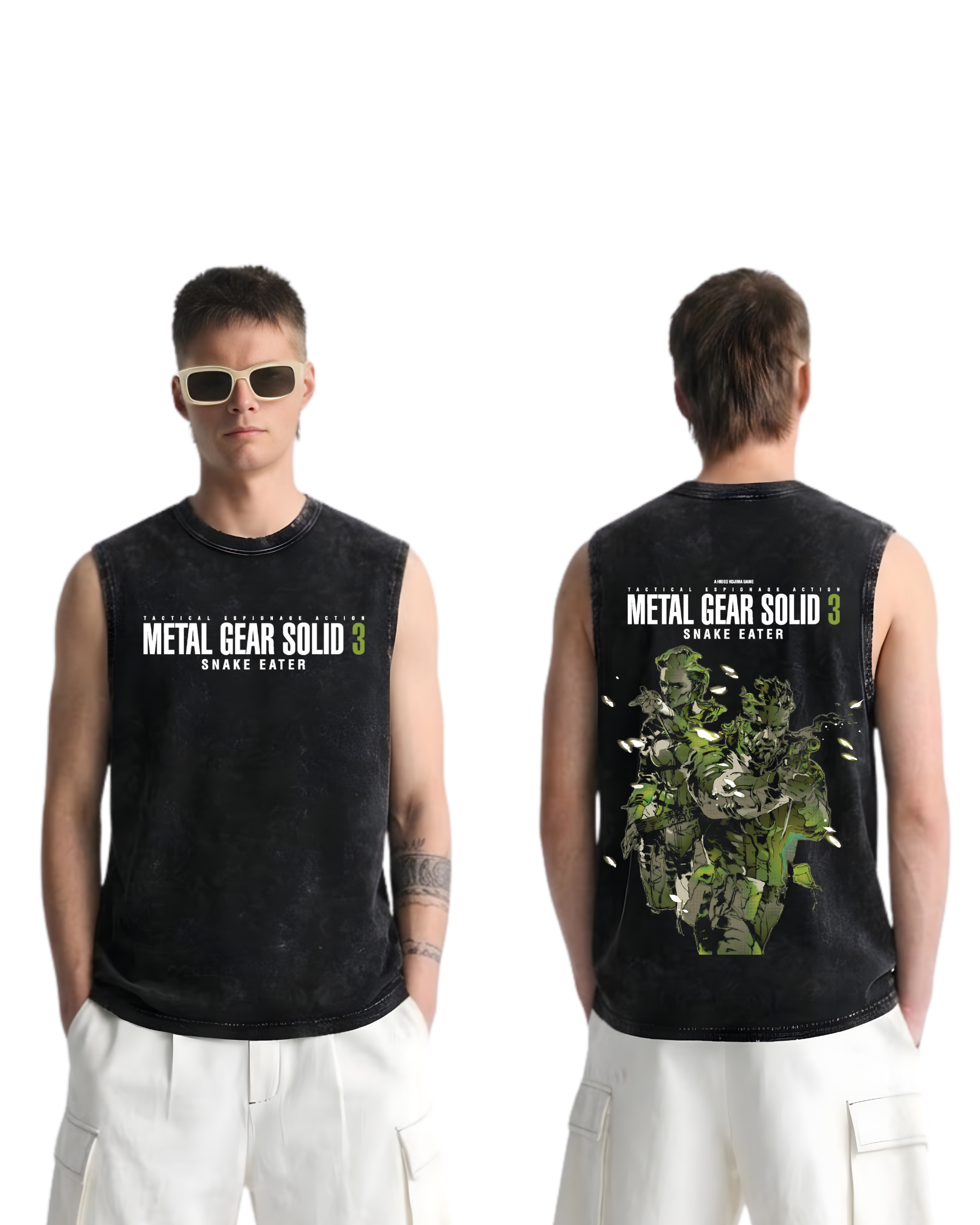 Metal Gear Solid 3 Snake Eater Wash Tank Top Game Graphic Streetwear