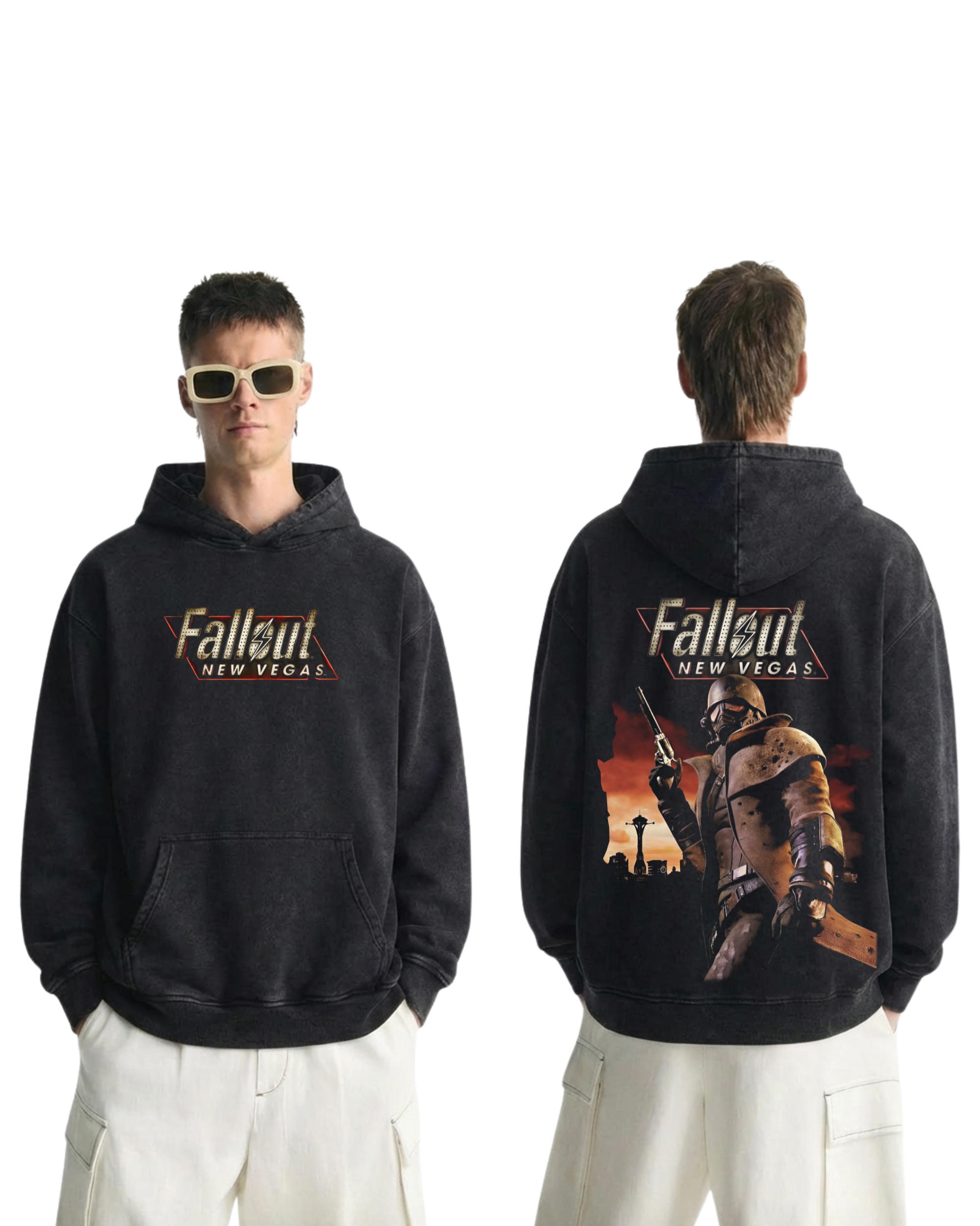 Fallout New Vegas Wash Hoodie Graphic Game Streetwear