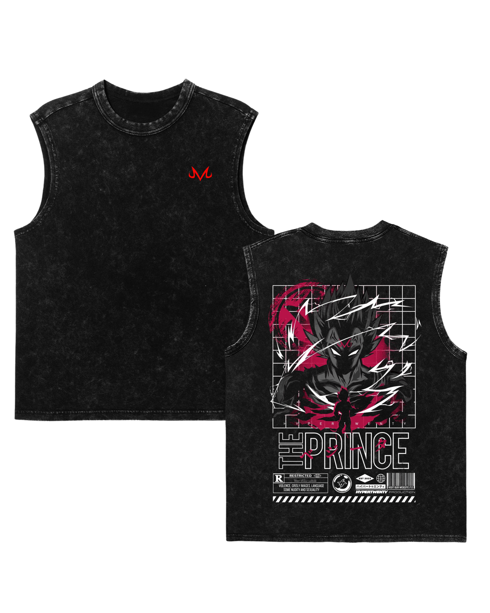 Majin Vegeta v2 Dragon Ball Z Anime Washed Tanktop Cotton Graphic