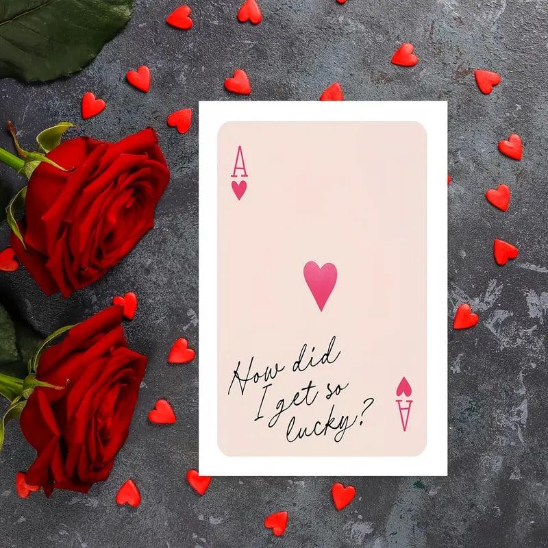 Birthday, Valentine's and Wedding Anniversary Card, Inspirational Greeting Cards, Custom Message Card with Heart Envelope, Fun Lucky Gift Idea