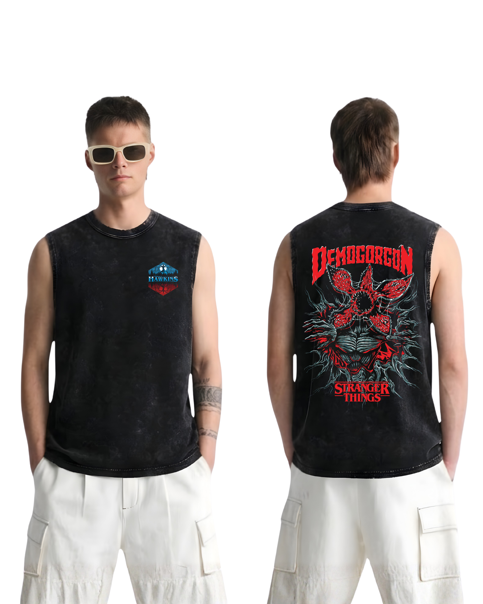 Stranger Things Movie Retro Washed Tanktop Cotton Graphic
