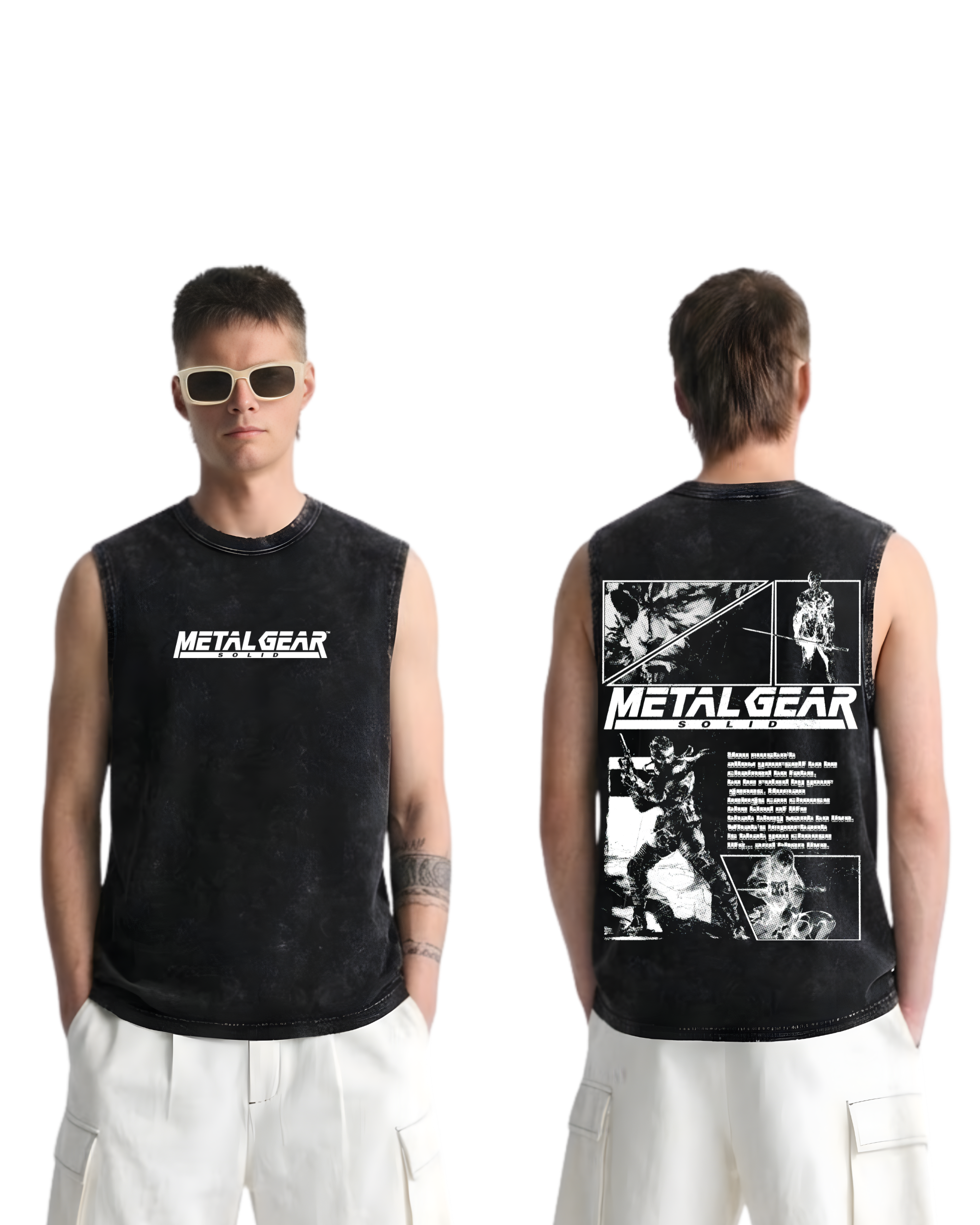 Metal Gear Solid Wash Tank Top Game Graphic Cotton Streetwear