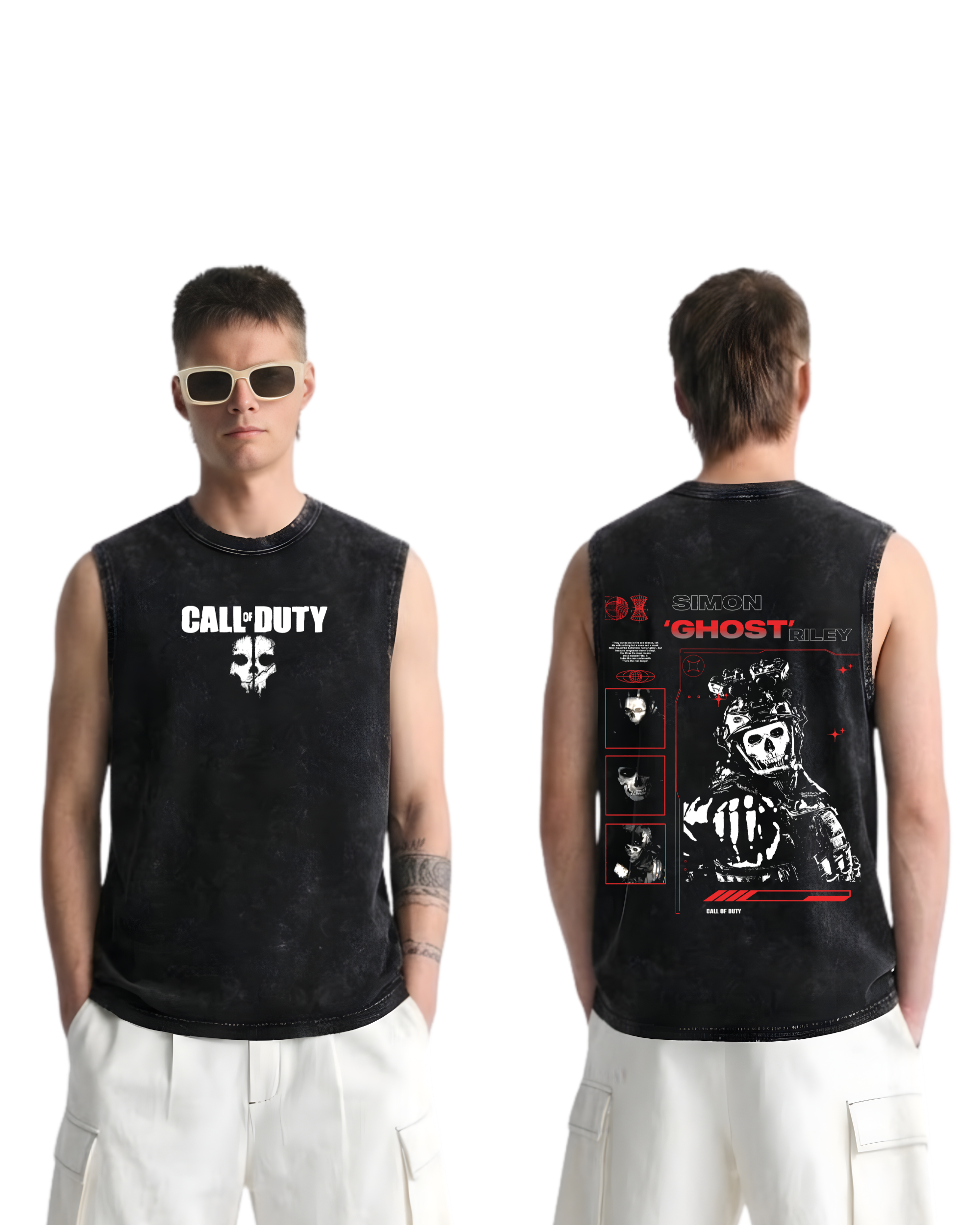 Simon Ghost Riley Call of Duty Wash Tank Top Graphic Game Streetwear