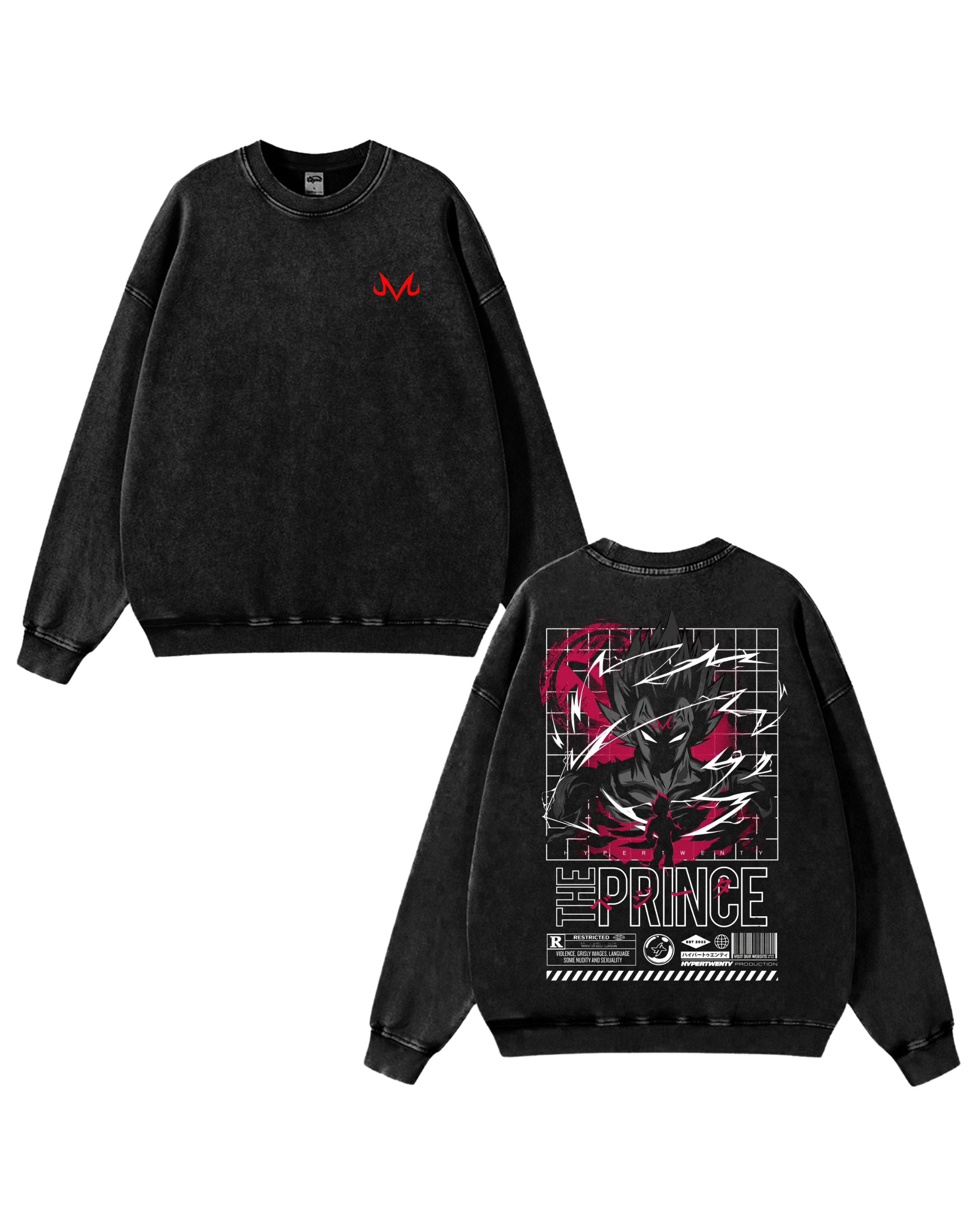 Majin Vegeta v2 Dragon Ball Z Anime Washed Sweatshirt Cotton Graphic
