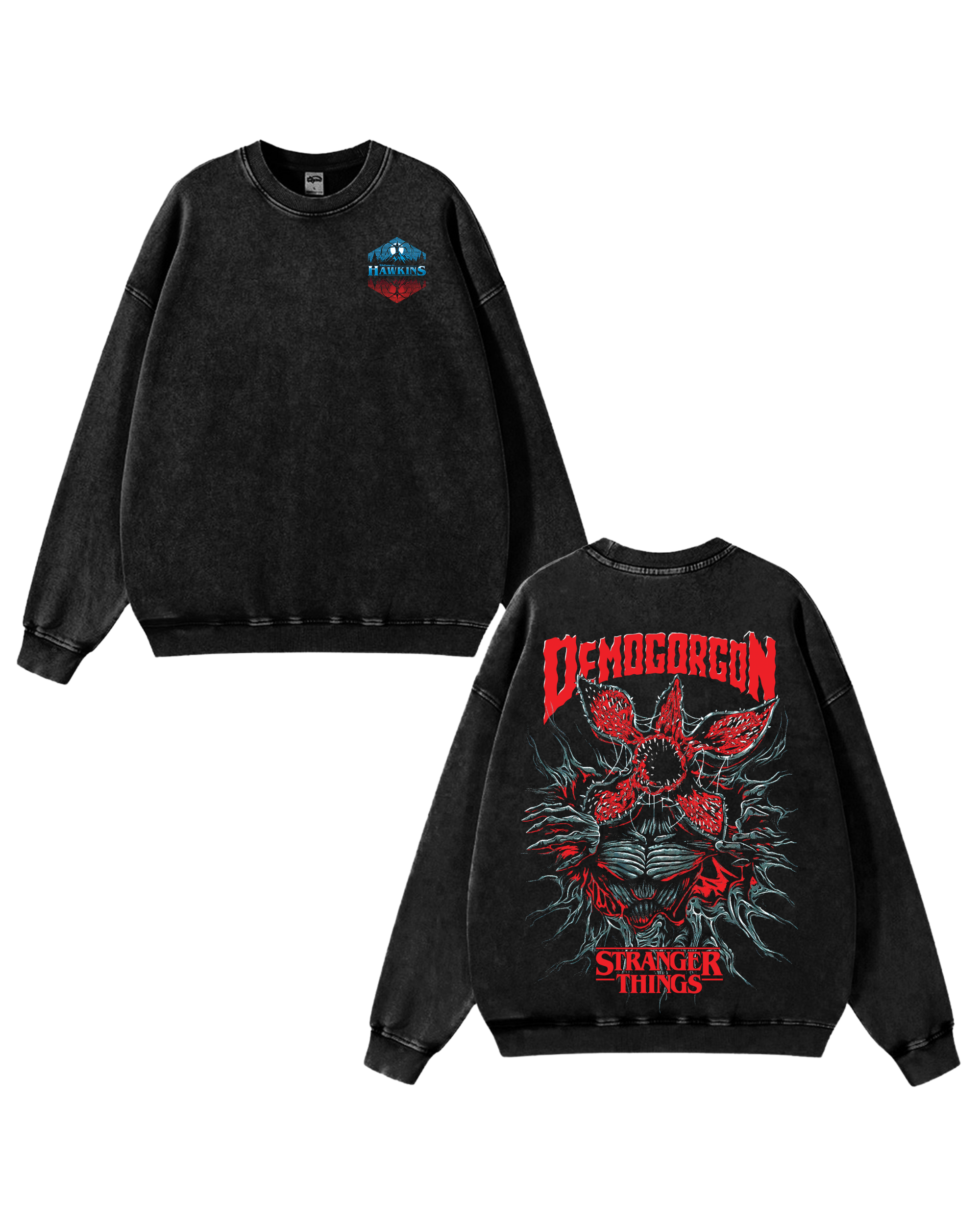 Stranger Things Movie Retro Washed Sweatshirt Cotton Graphic