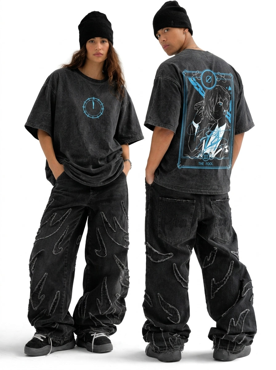 Persona 3 Reload Midnight Oversized Acid Wash T-Shirt – Vintage Graphic Gaming Streetwear Tee