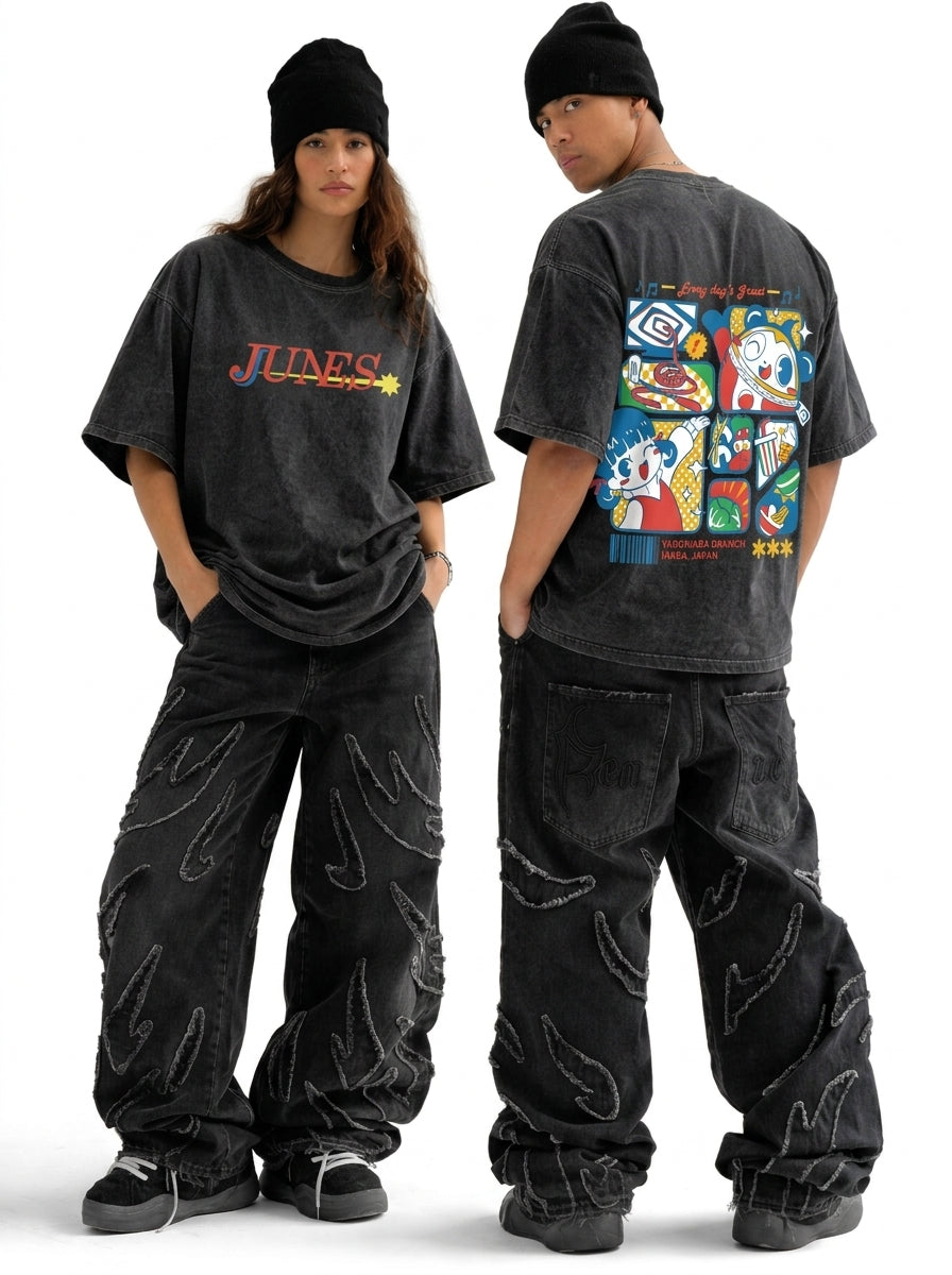 Persona 4 Golden Junes Oversized Acid Wash T-Shirt – Vintage Graphic Gaming Streetwear Tee
