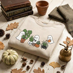 Ghost Plant Lover Sweatshirt, Embroidered Houseplant Crewneck, Cute Halloween Fall Shirt, Plant Mom Gift