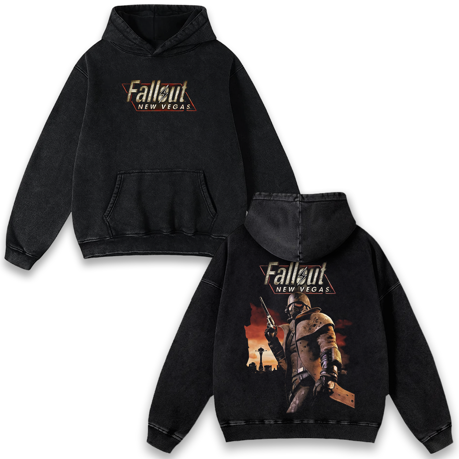 Fallout New Vegas Wash Hoodie Graphic Game Streetwear