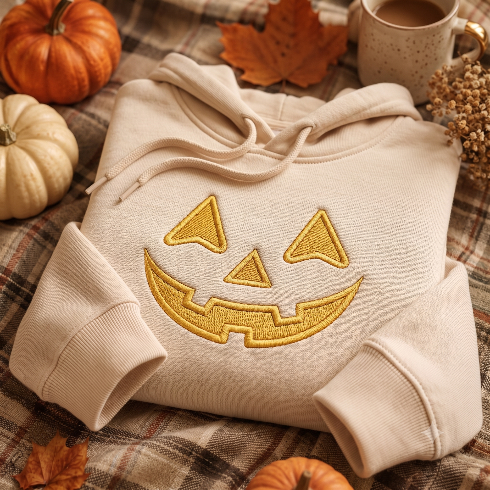 Embroidered Spooky Pumpkin Hoodies, Halloween Crewneck, Jack O Lantern Face Shirt, Black Fall Outfit, October Gift
