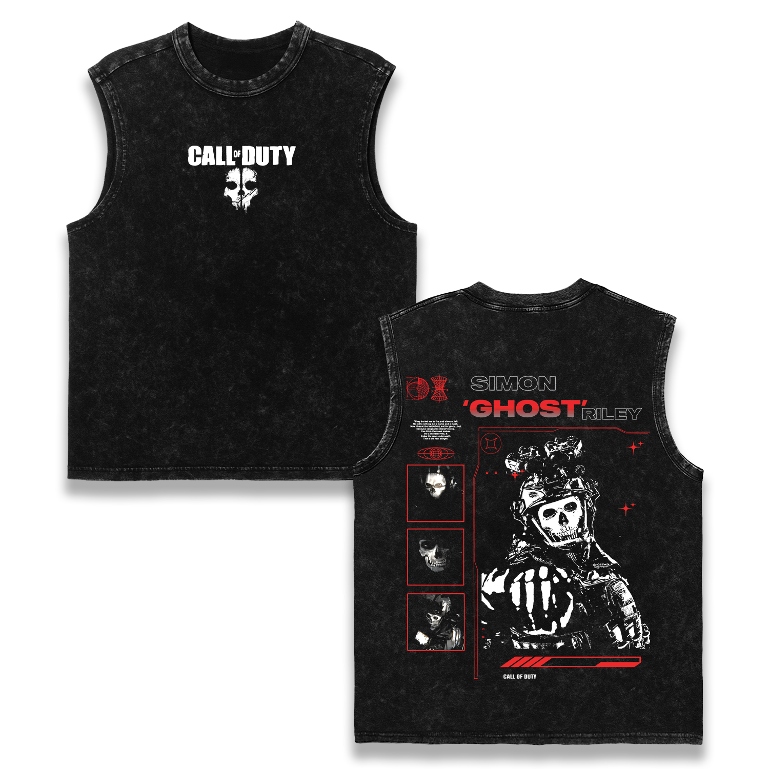 Simon Ghost Riley Call of Duty Wash Tank Top Graphic Game Streetwear